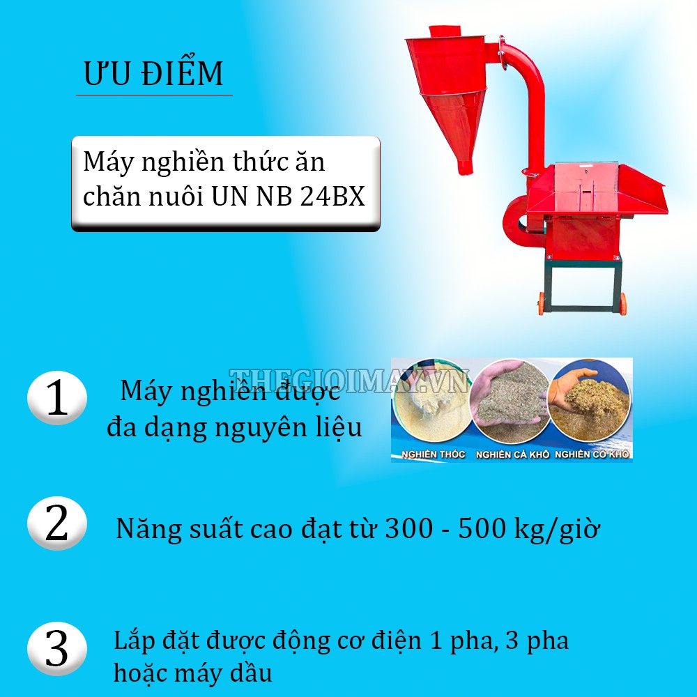 Ưu điểm nổi bật của máy nghiền thức ăn chăn nuôi UN NB 24BX 